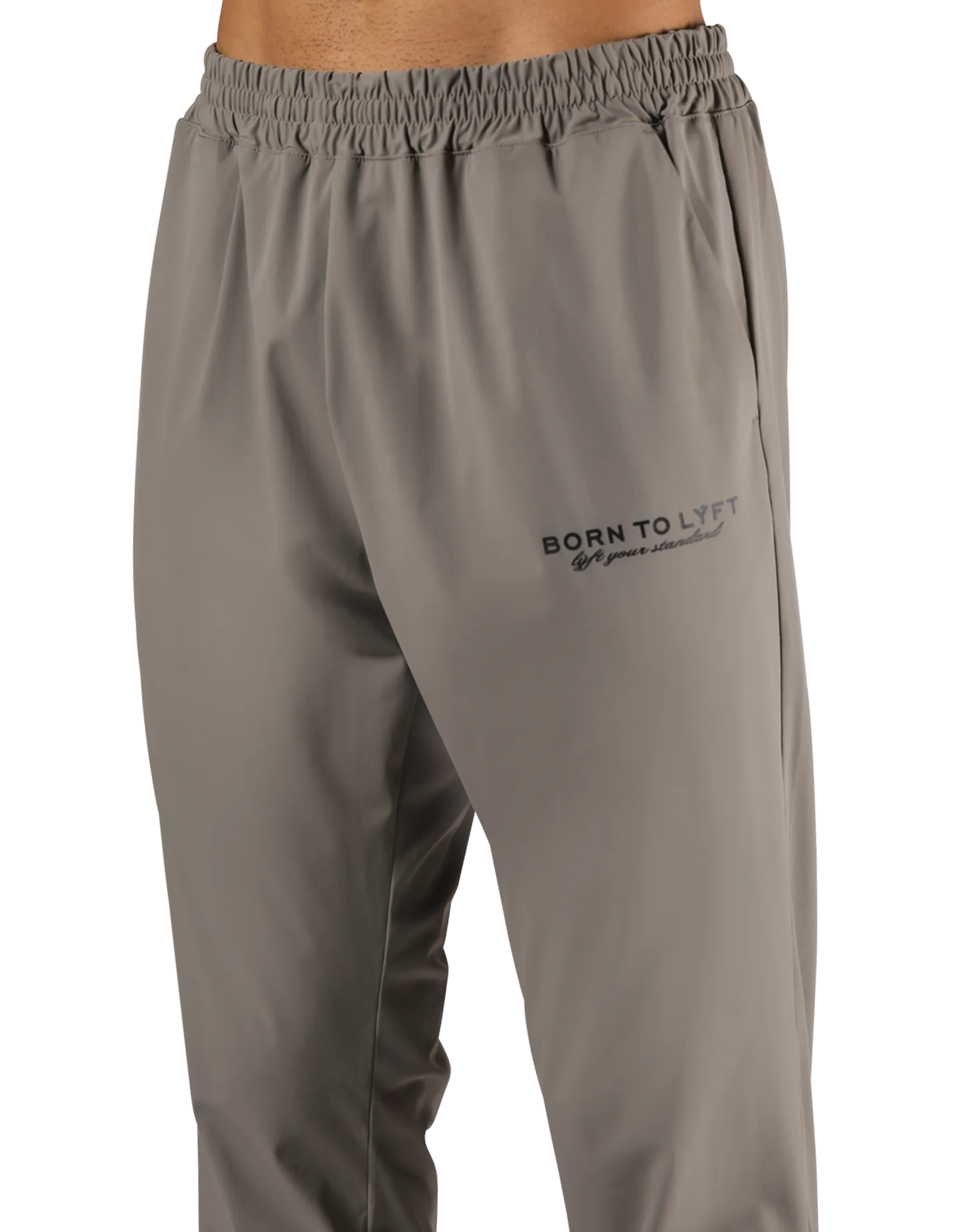 Calf Logo Stretch Slim Straight Pants - Beige