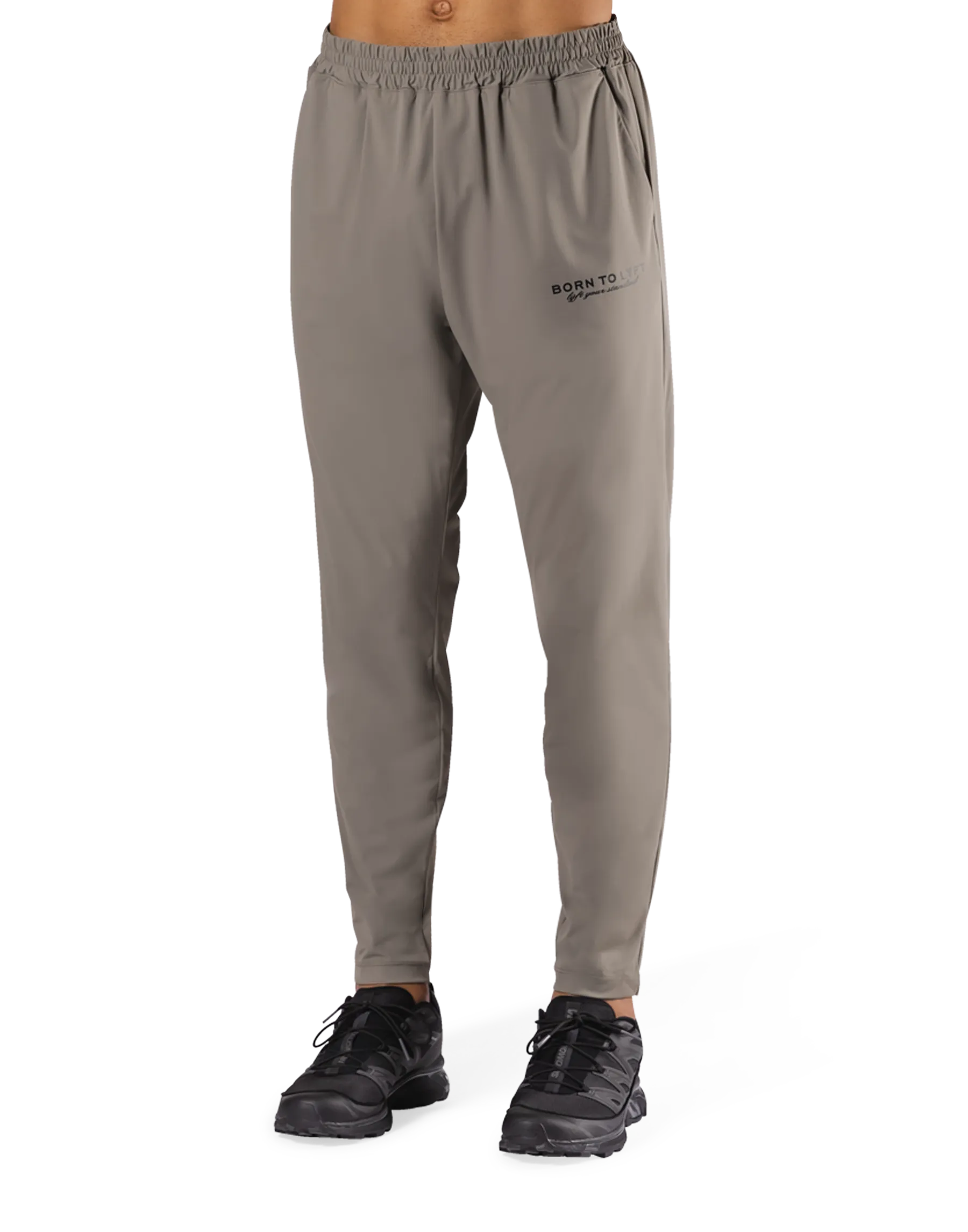 Calf Logo Stretch Slim Straight Pants - Beige
