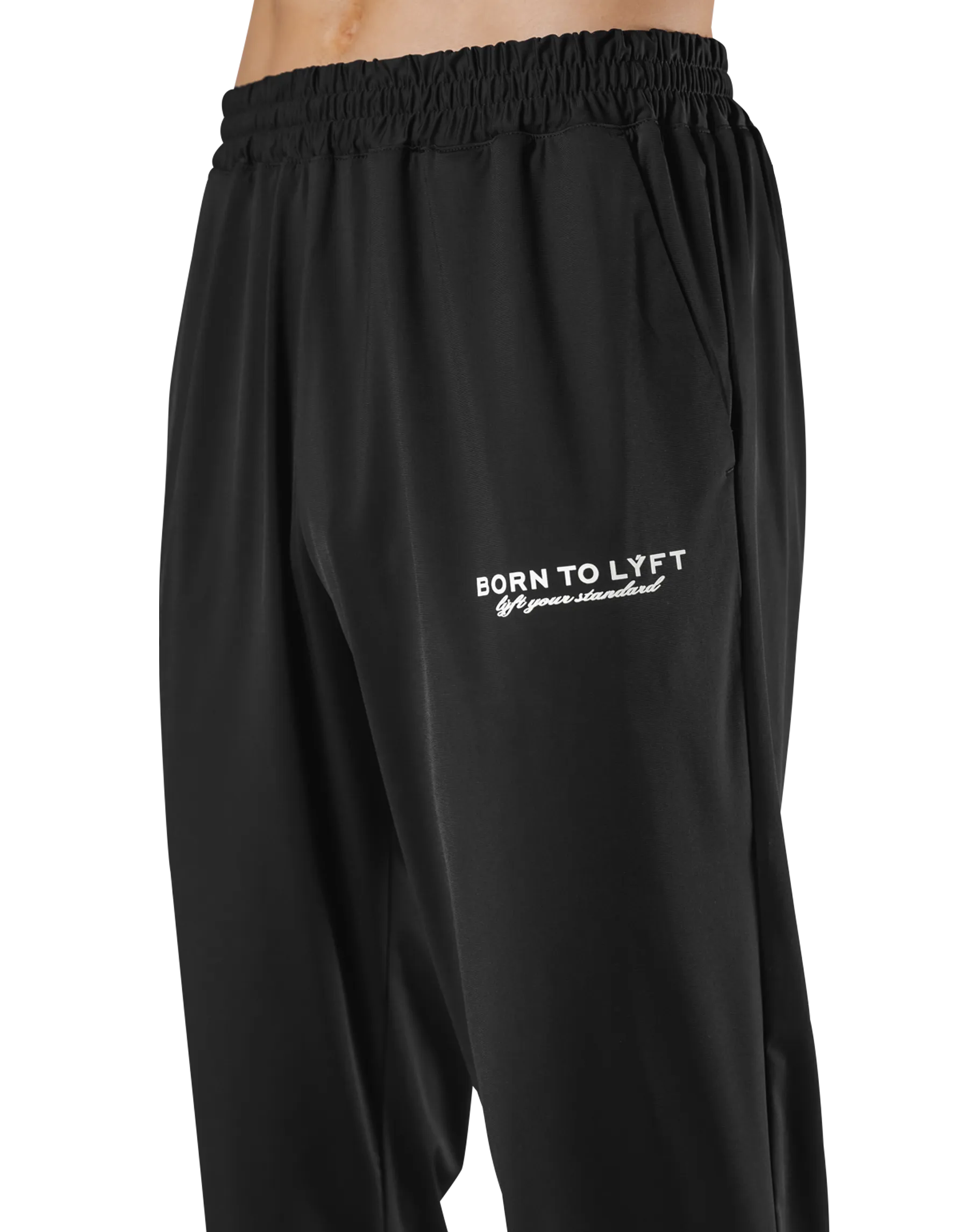 Calf Logo Stretch Slim Straight Pants - Black