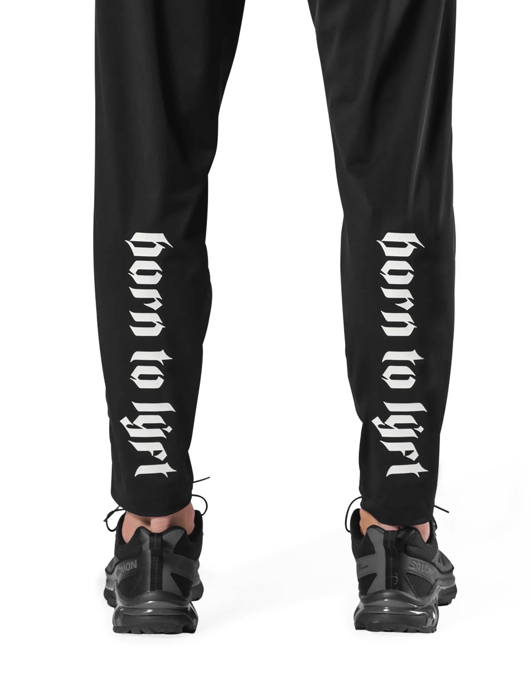 Calf Logo Stretch Slim Straight Pants - Black