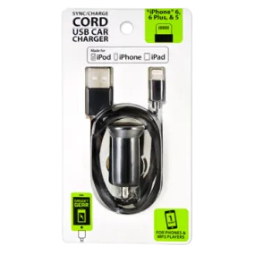 Car Charger USB Port with USB to Lightning Charging Cable Set - 2 Pieces Per Pack 20685