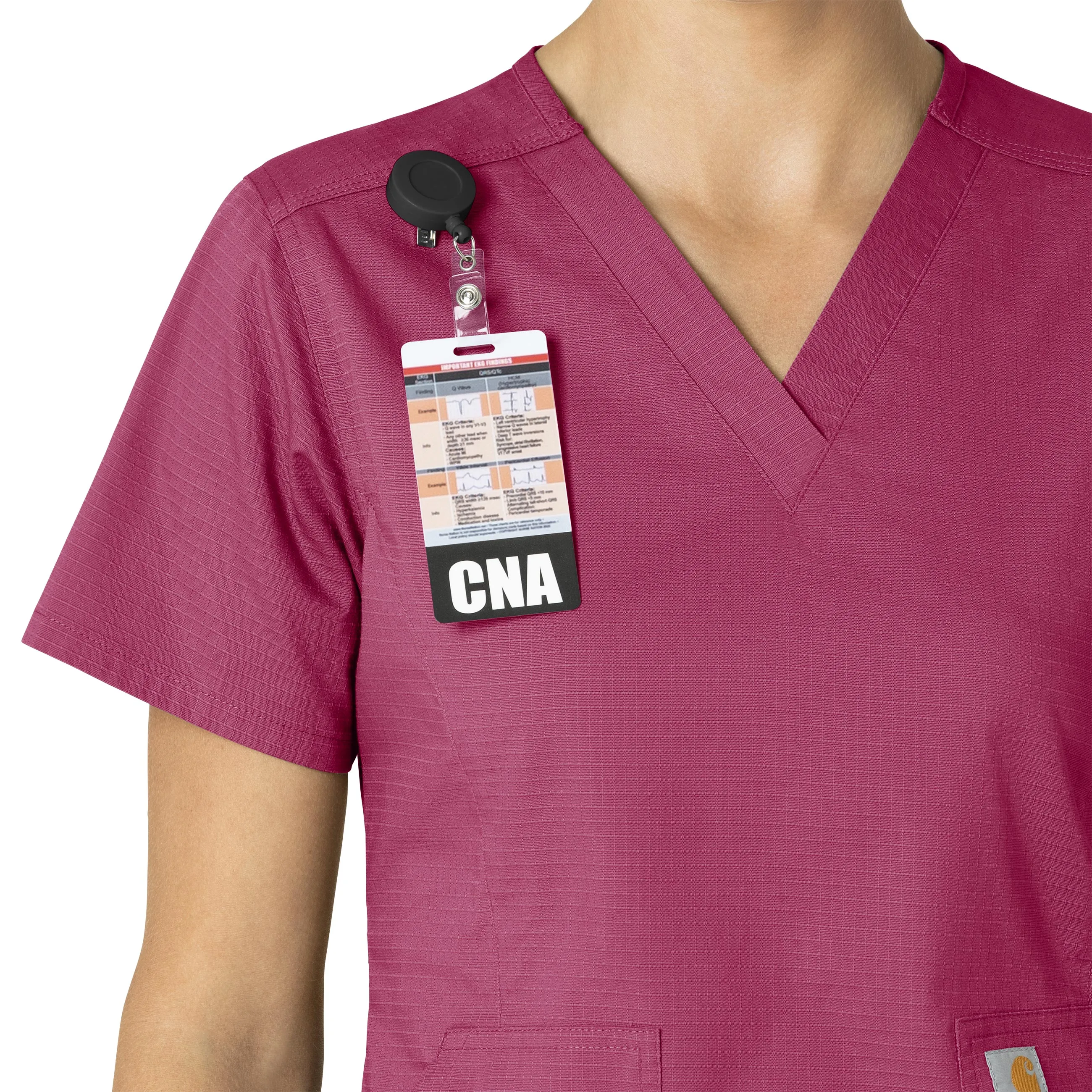 Carhartt Rugged Flex Ripstop Women's V-Neck Scrub Top - Fuschia Red