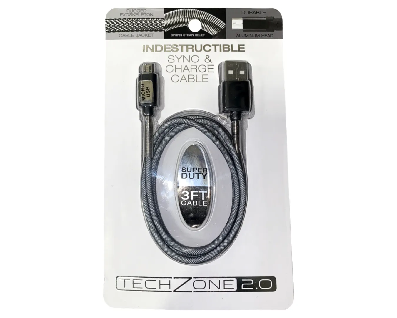 Charging Cable Indestructible USB to Micro USB 3FT - 6 Pieces Per Pack 40079