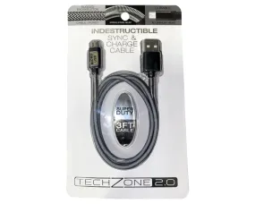 Charging Cable Indestructible USB to Micro USB 3FT - 6 Pieces Per Pack 40079
