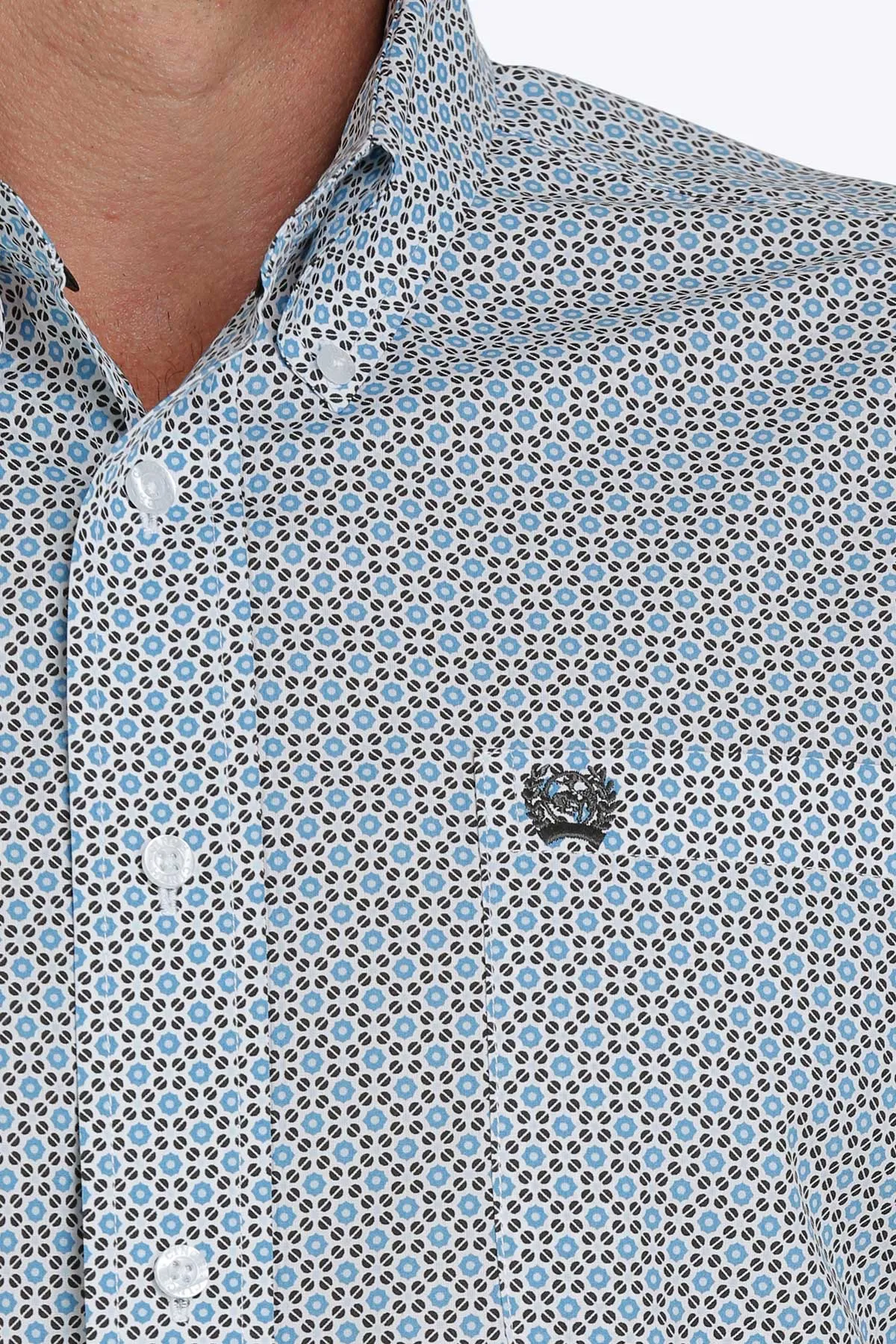 Cinch Men's White Pattern Button Down Shirt Long Sleeve