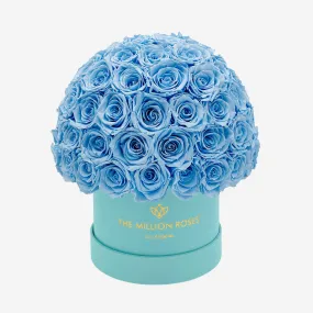 Classic Dark Green Suede Superdome Box | Light Blue Roses