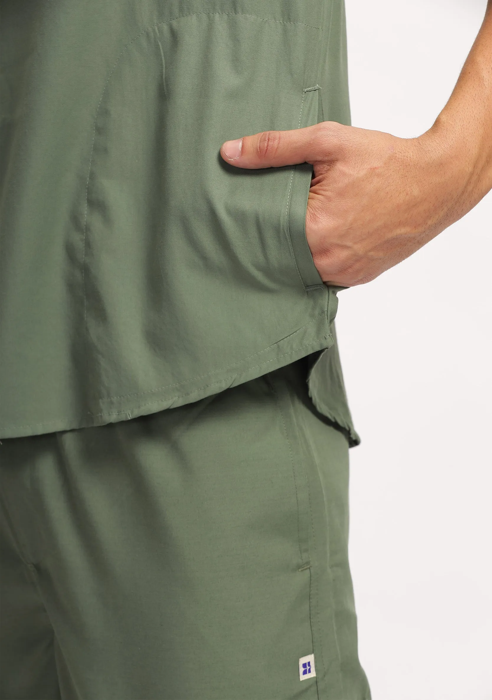 Classic Men's Mandarin Collar (Olive) Scrub