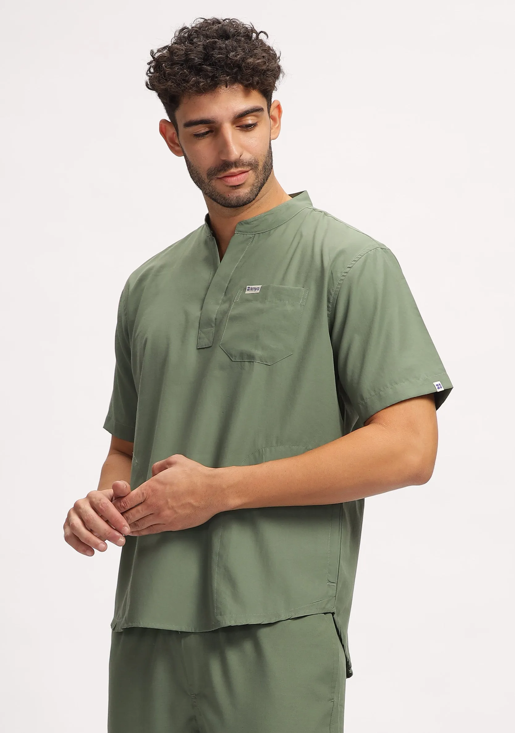Classic Men's Mandarin Collar (Olive) Scrub
