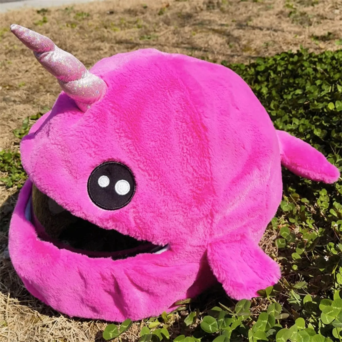Cool Motorcycle Helmet Cover - Pink Alien Unicorn