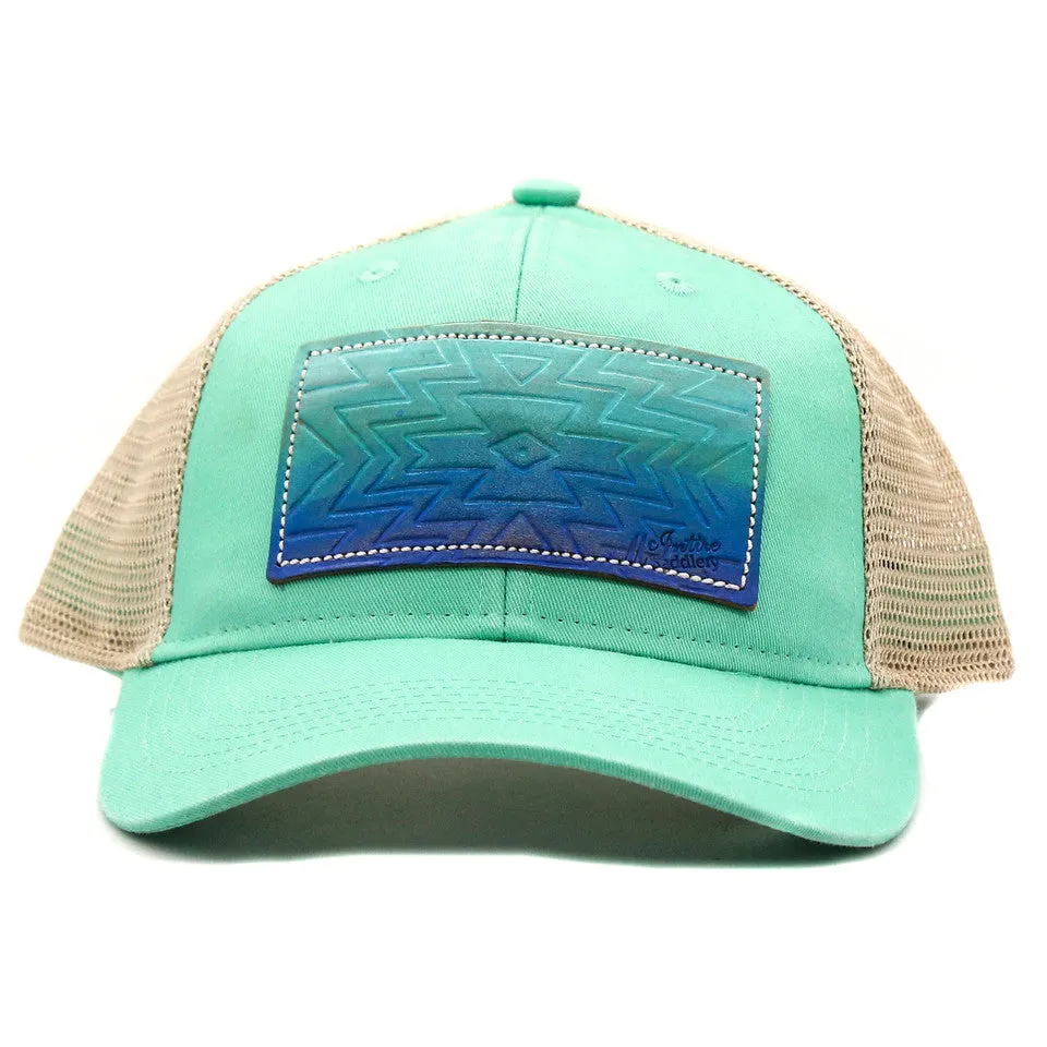 Cool Ombre Aztec Leather Patch Cap