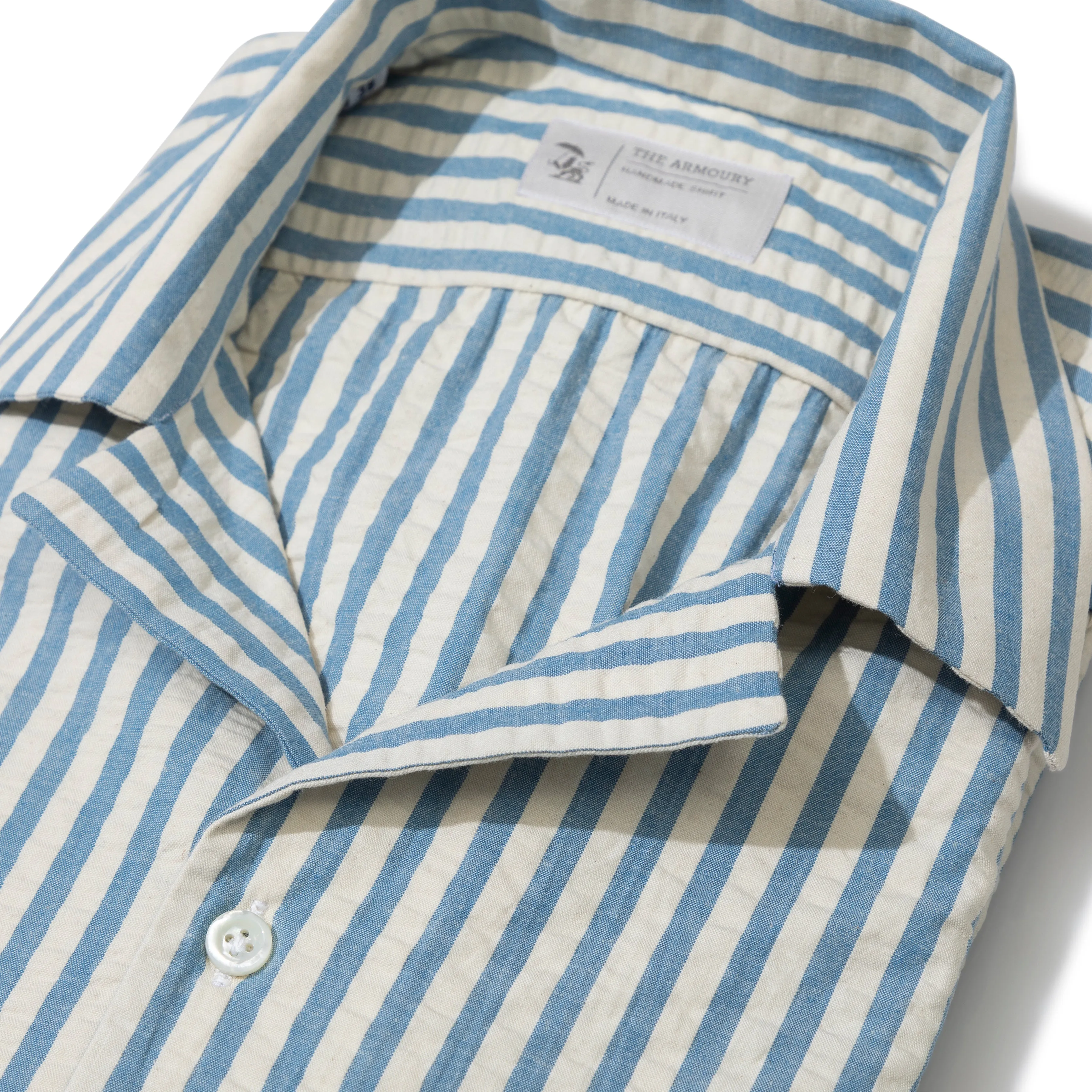 Cotton Seersucker Wide Stripe Summer Shirt