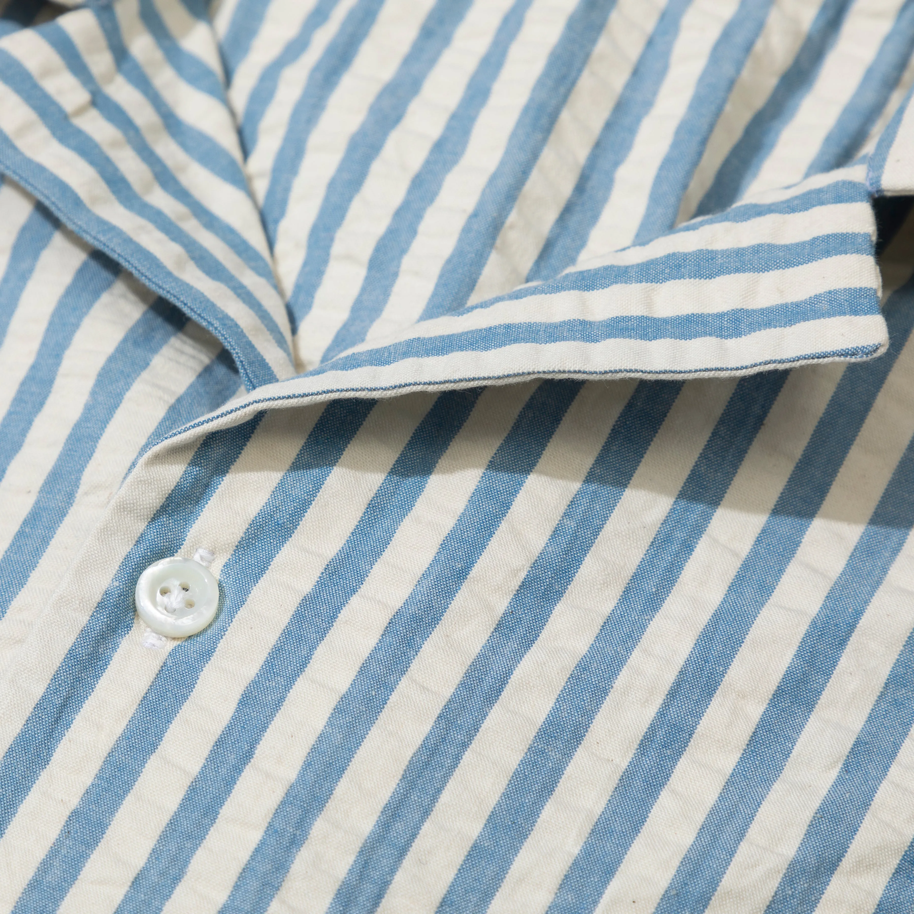 Cotton Seersucker Wide Stripe Summer Shirt