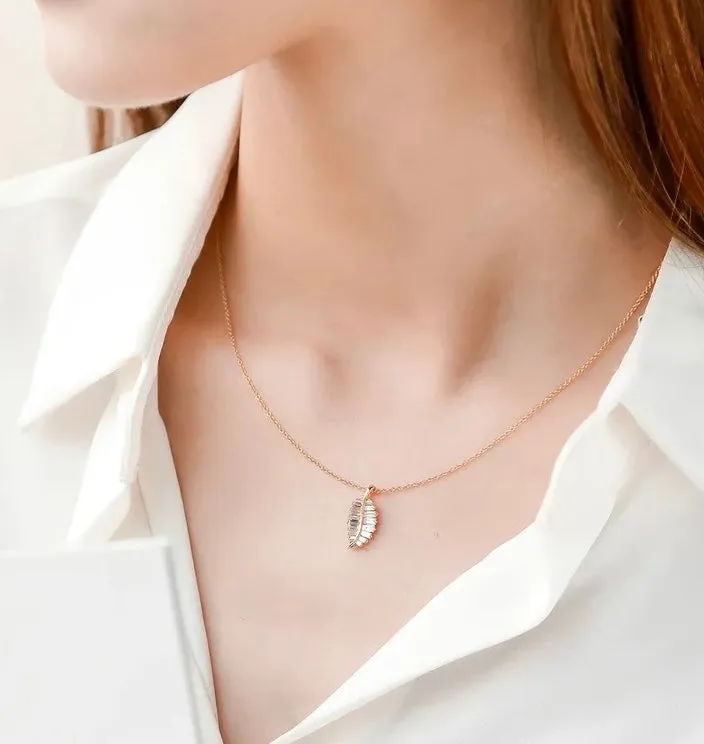 Diamond Crystalline Leaf Necklace