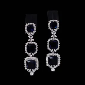 Earrings in Blue Onyx and Zircons