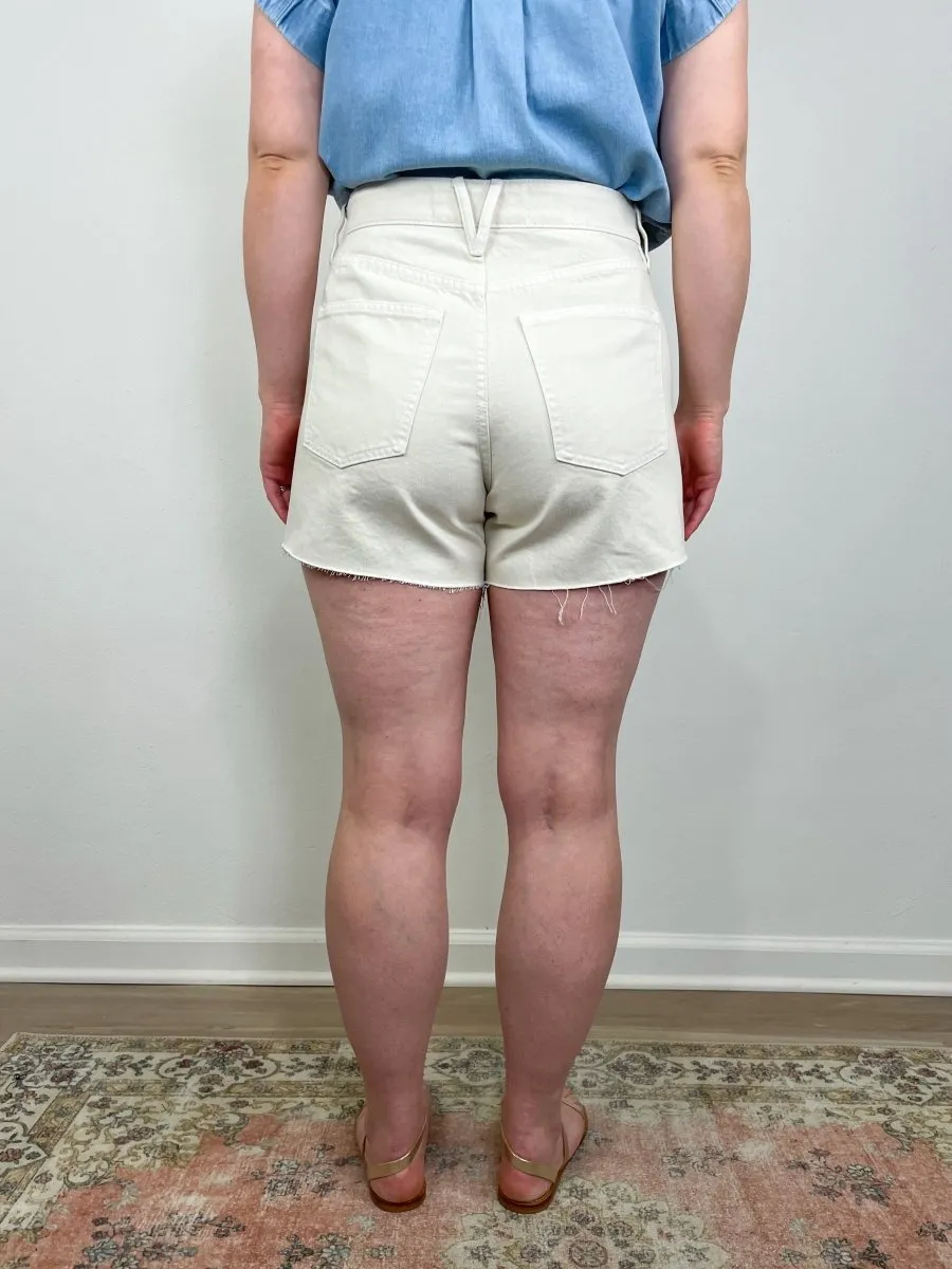 Ellis Mid Rise Short in Ecru