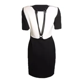 GIANFRANCO FERRE Black and White Dress w/  Suspender Detail Size 40