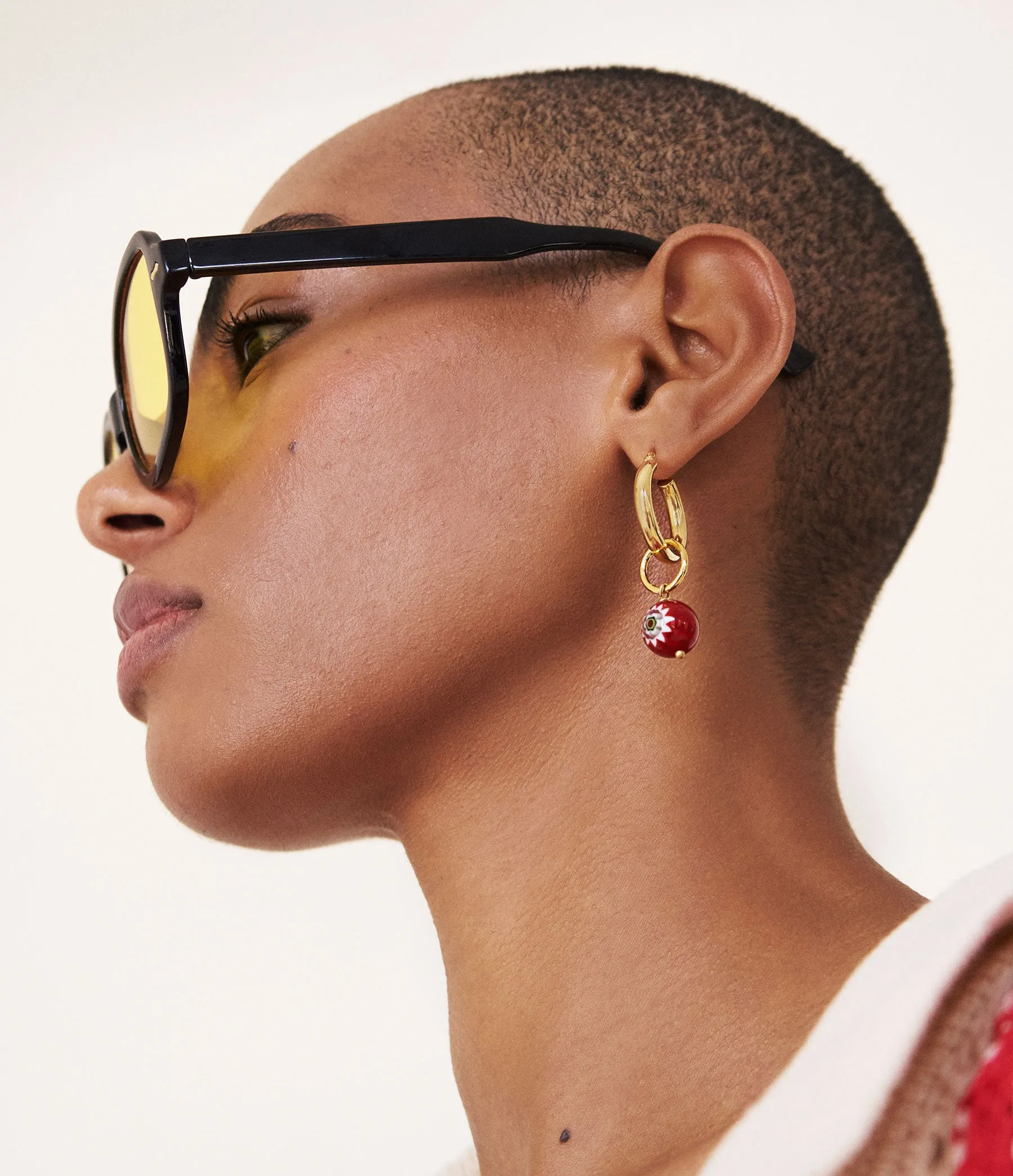 Glass Bead Charm Hoops