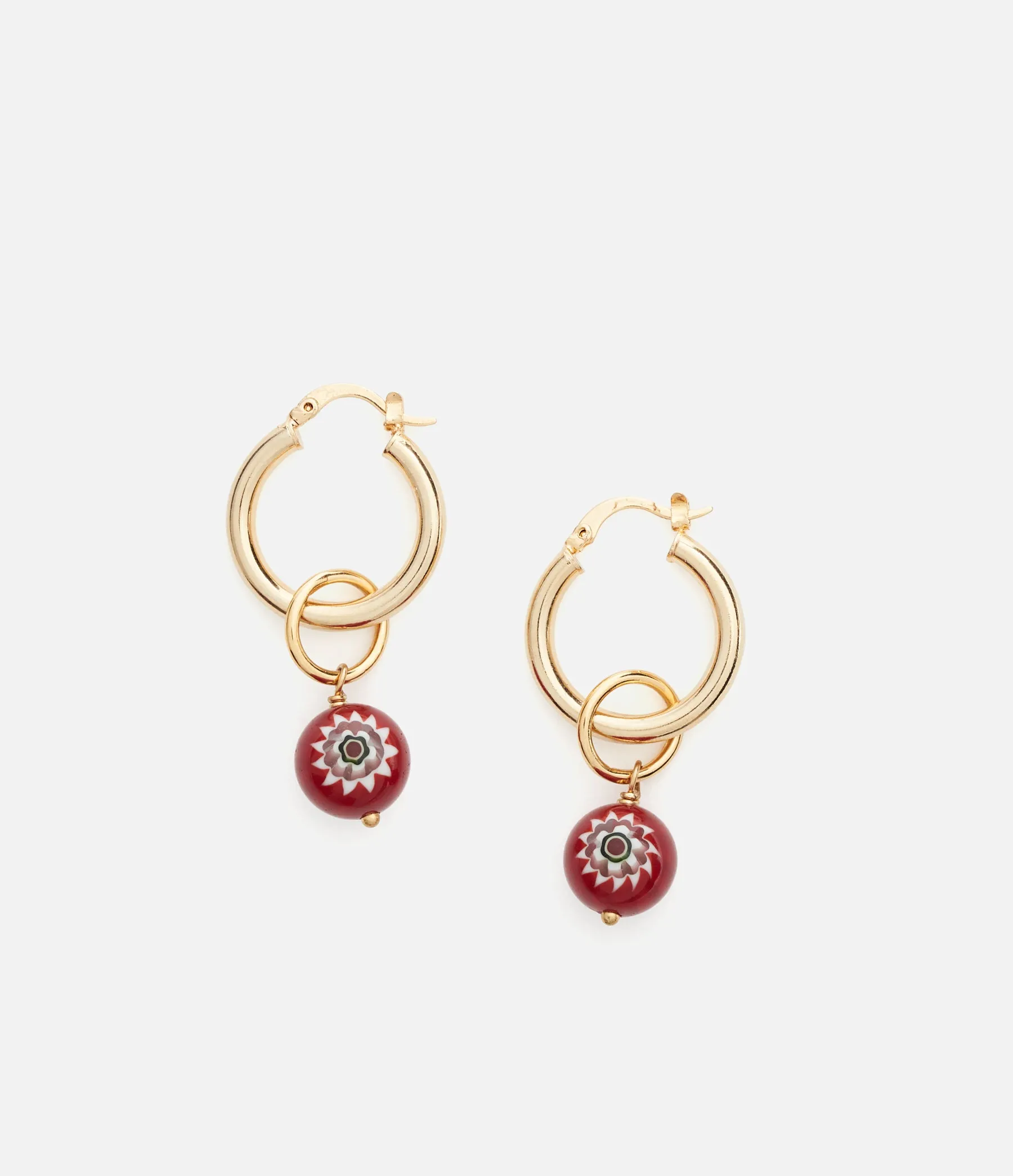 Glass Bead Charm Hoops