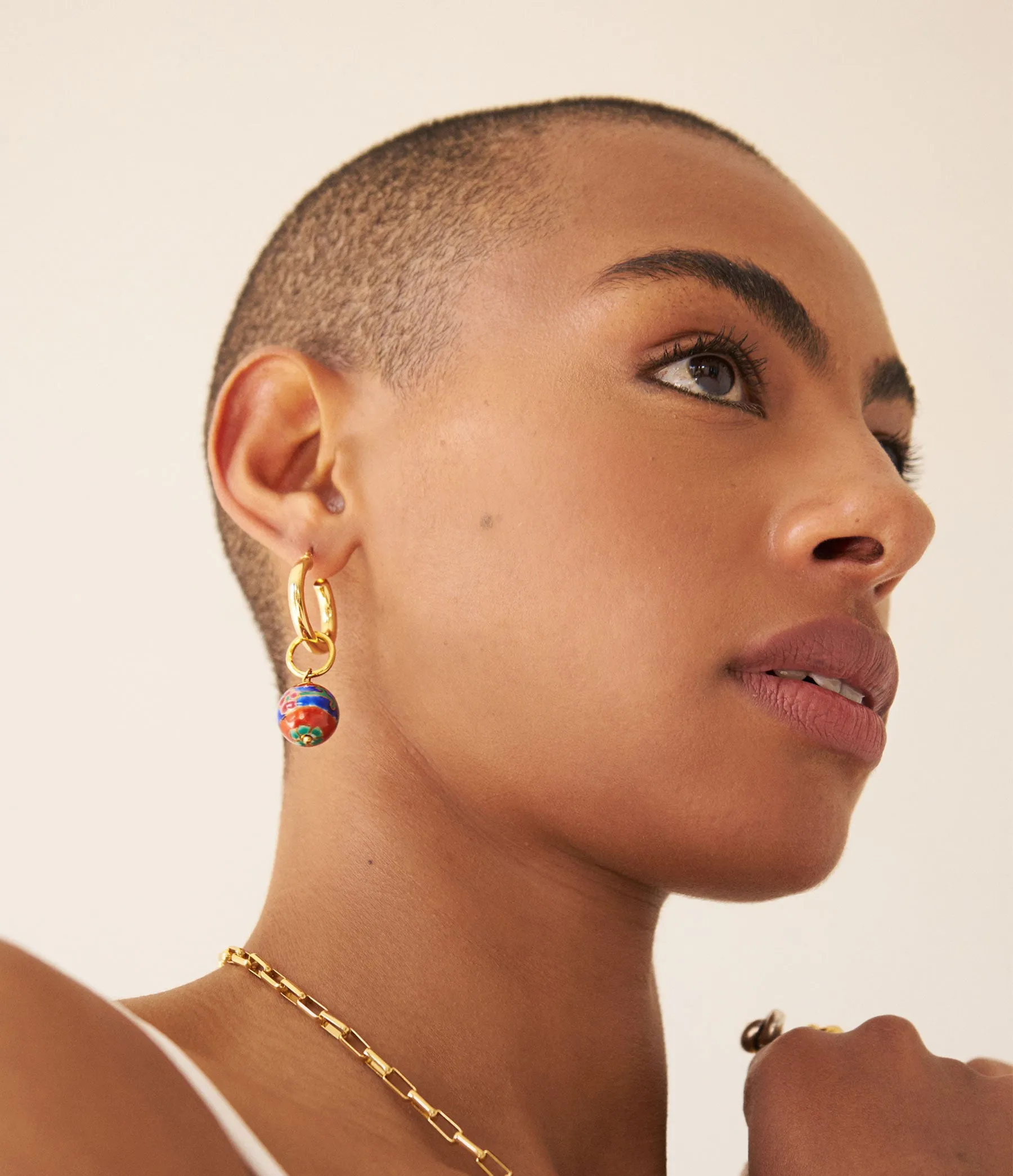 Glass Bead Charm Hoops
