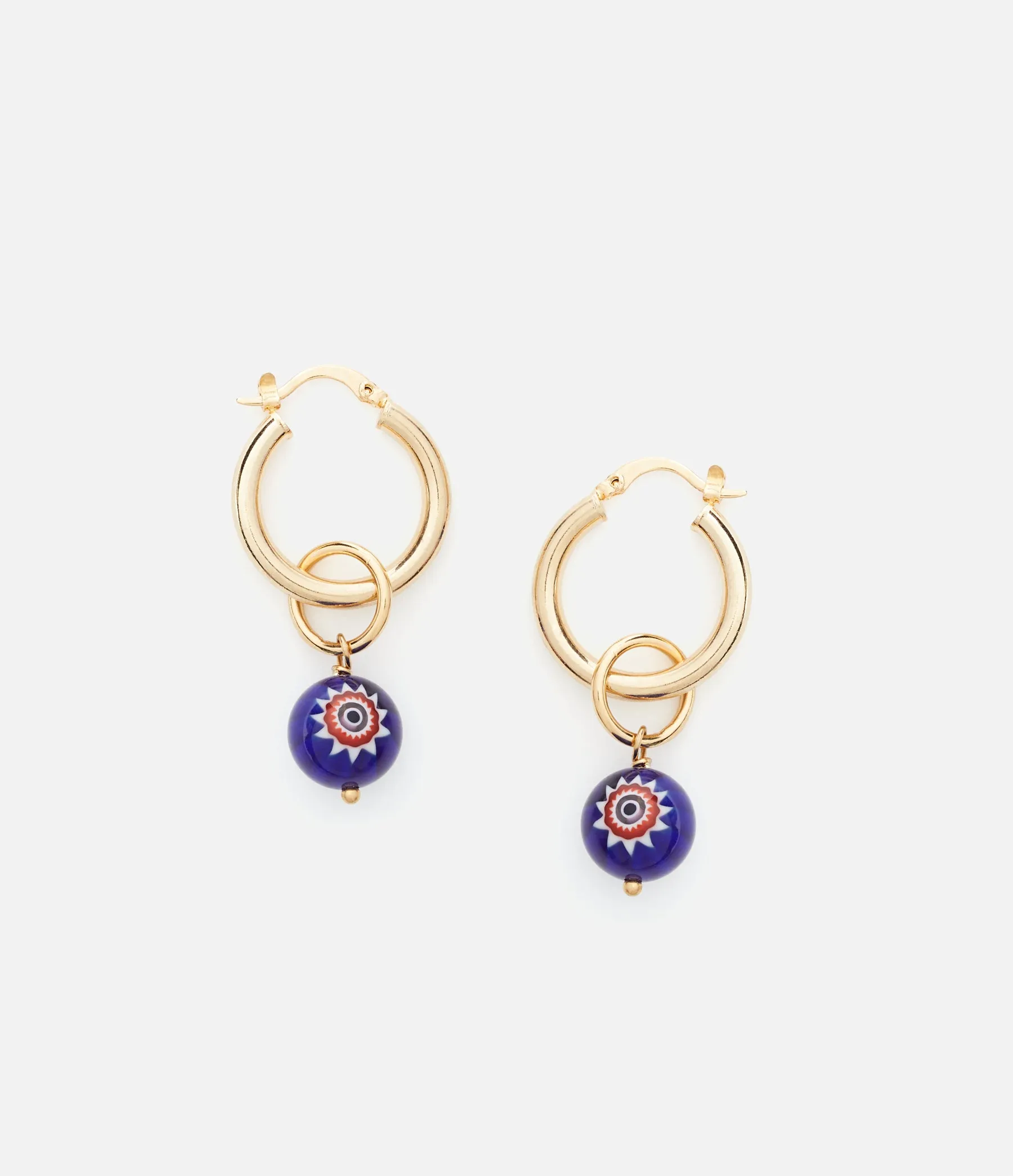 Glass Bead Charm Hoops