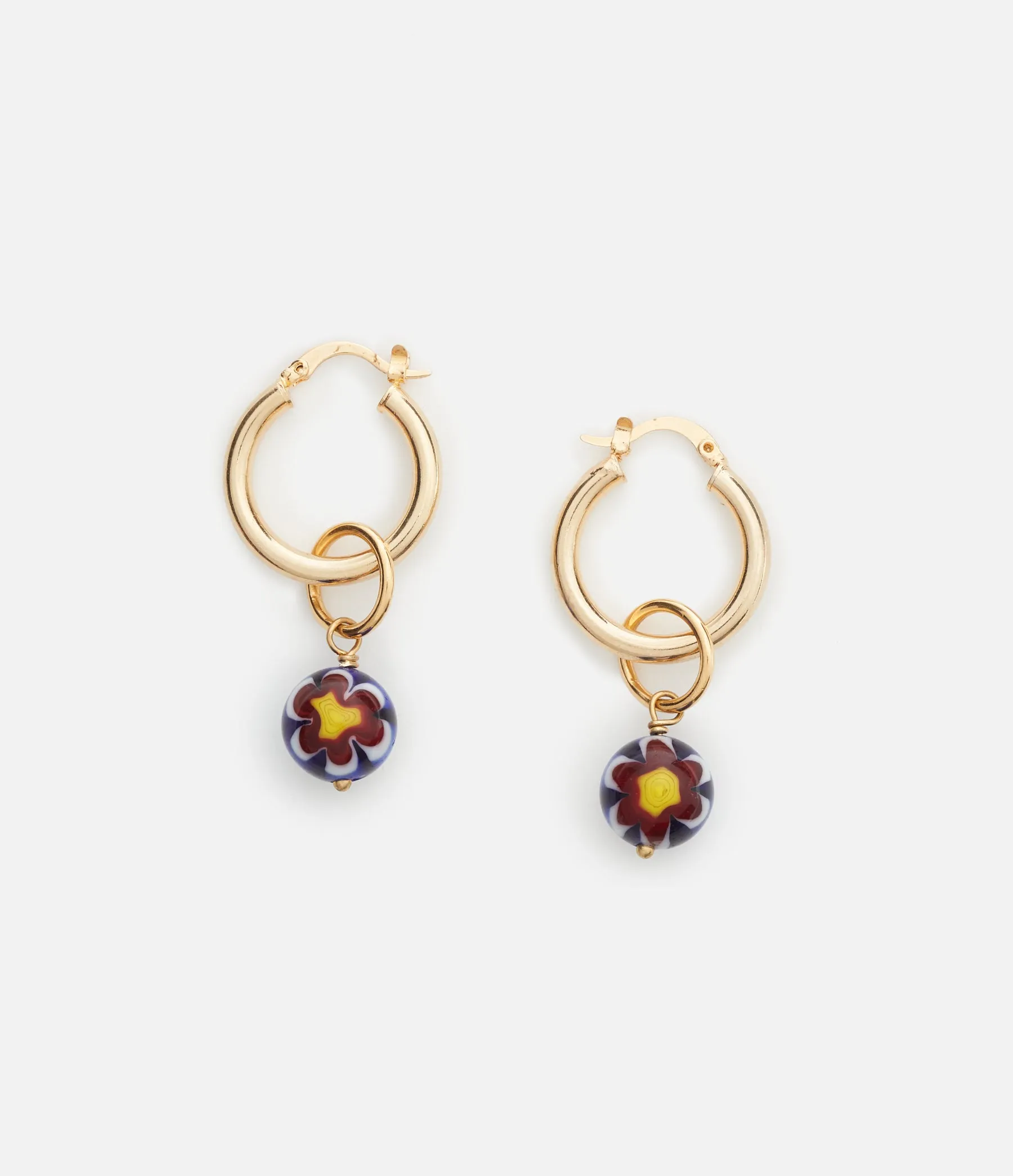 Glass Bead Charm Hoops