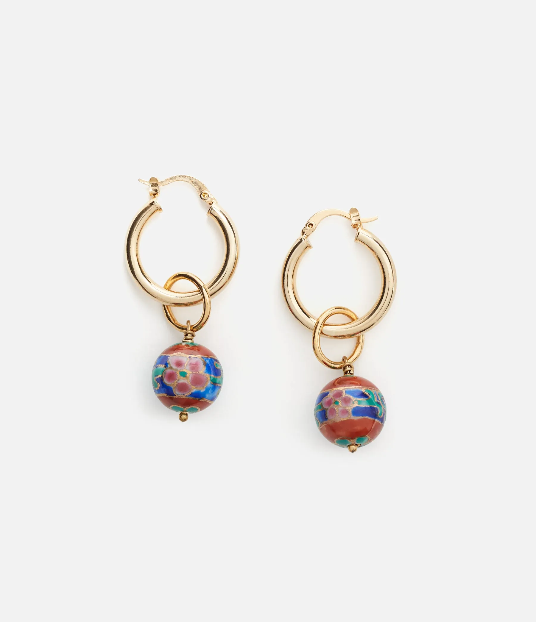 Glass Bead Charm Hoops