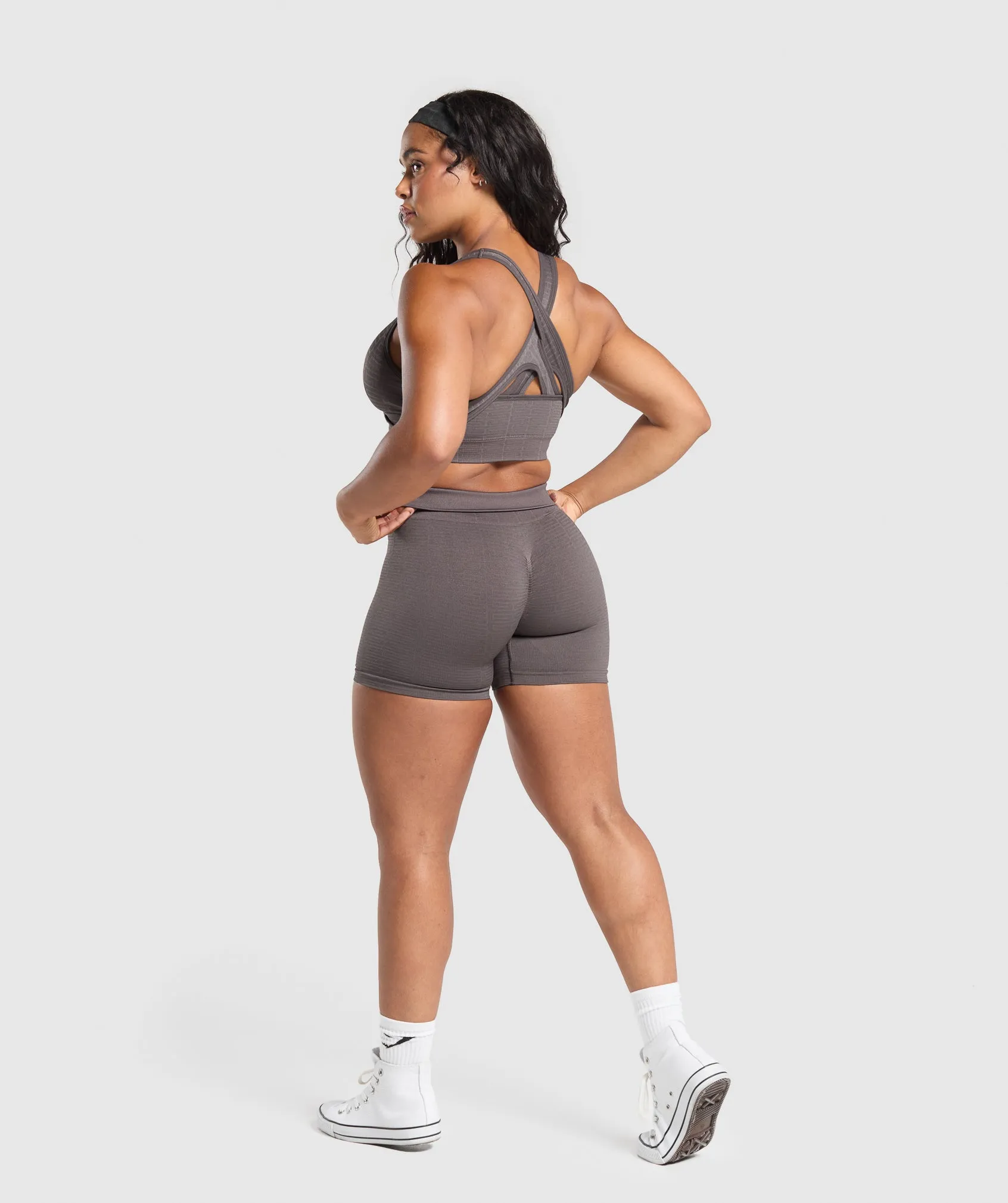 Gymshark Adapt Monogram Seamless Shorts - Greyed Purple/Brushed Grey