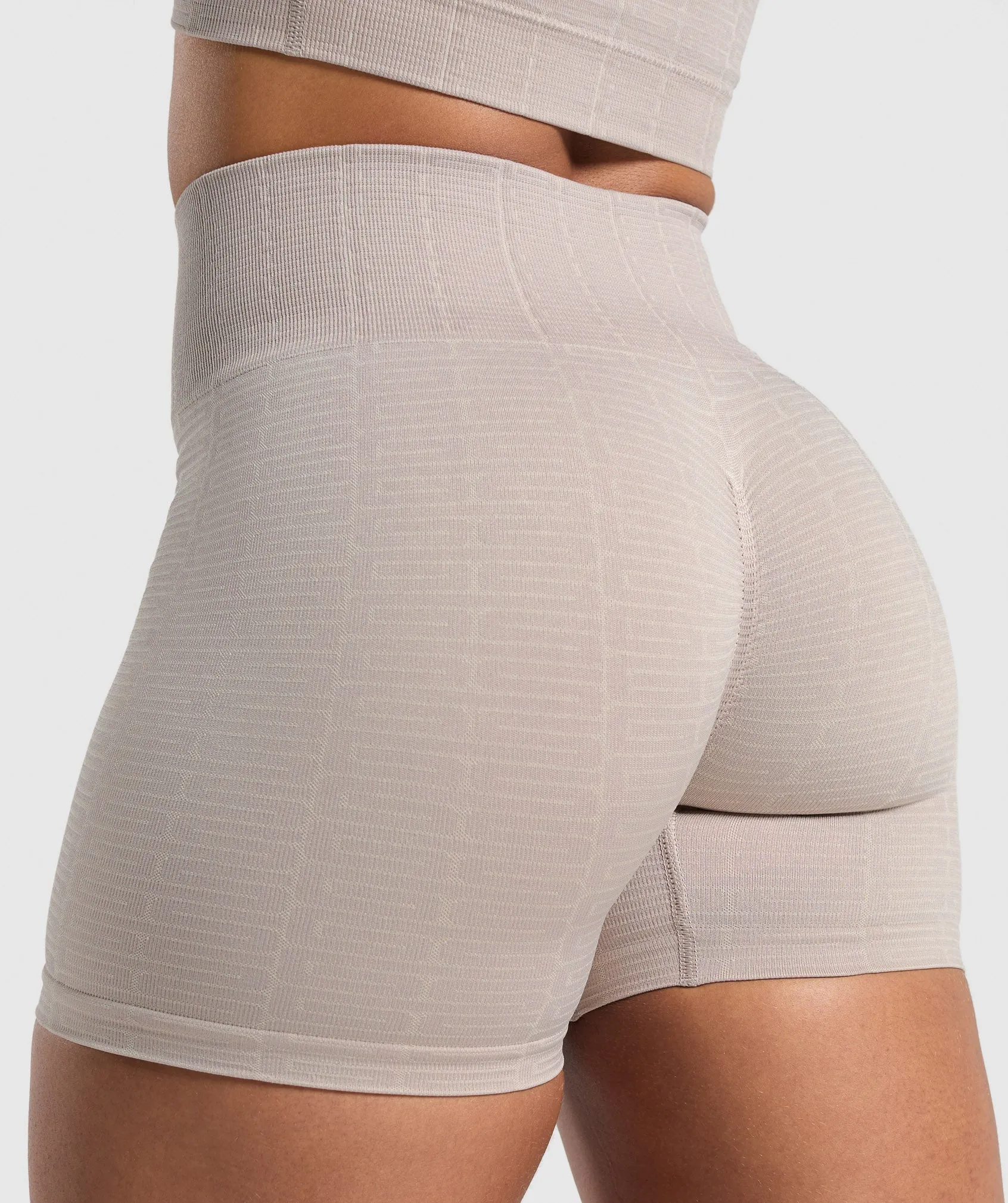 Gymshark Adapt Monogram Seamless Shorts - Stone Pink/Ecru White