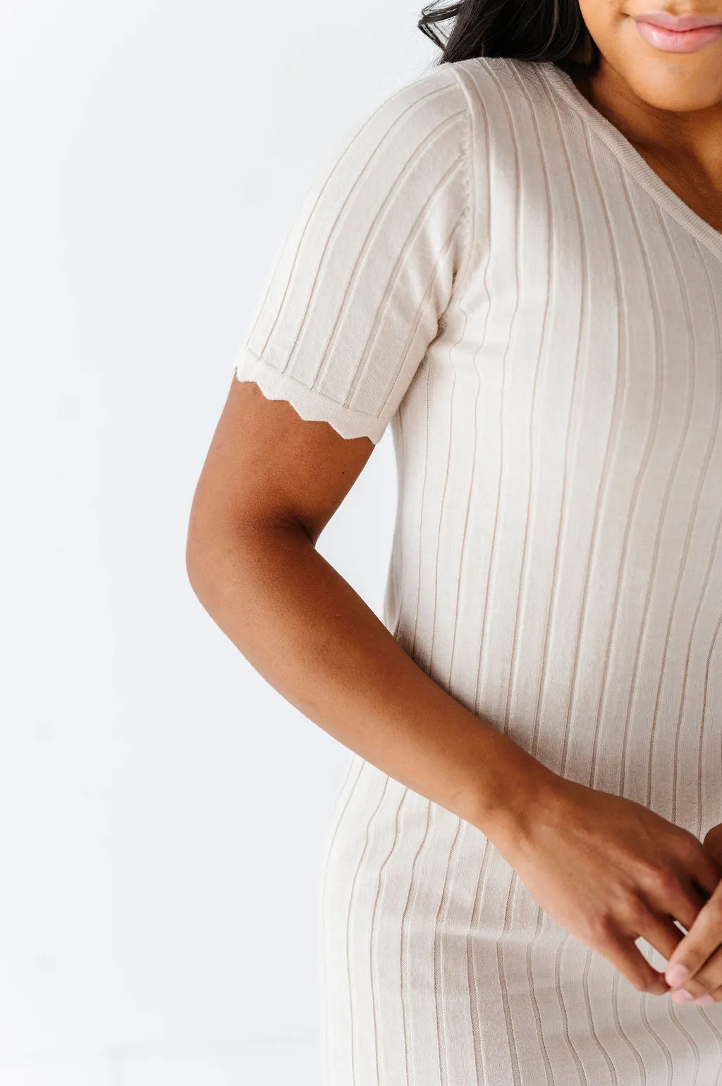 Harper Short Sleeve Dress in Oatmeal
