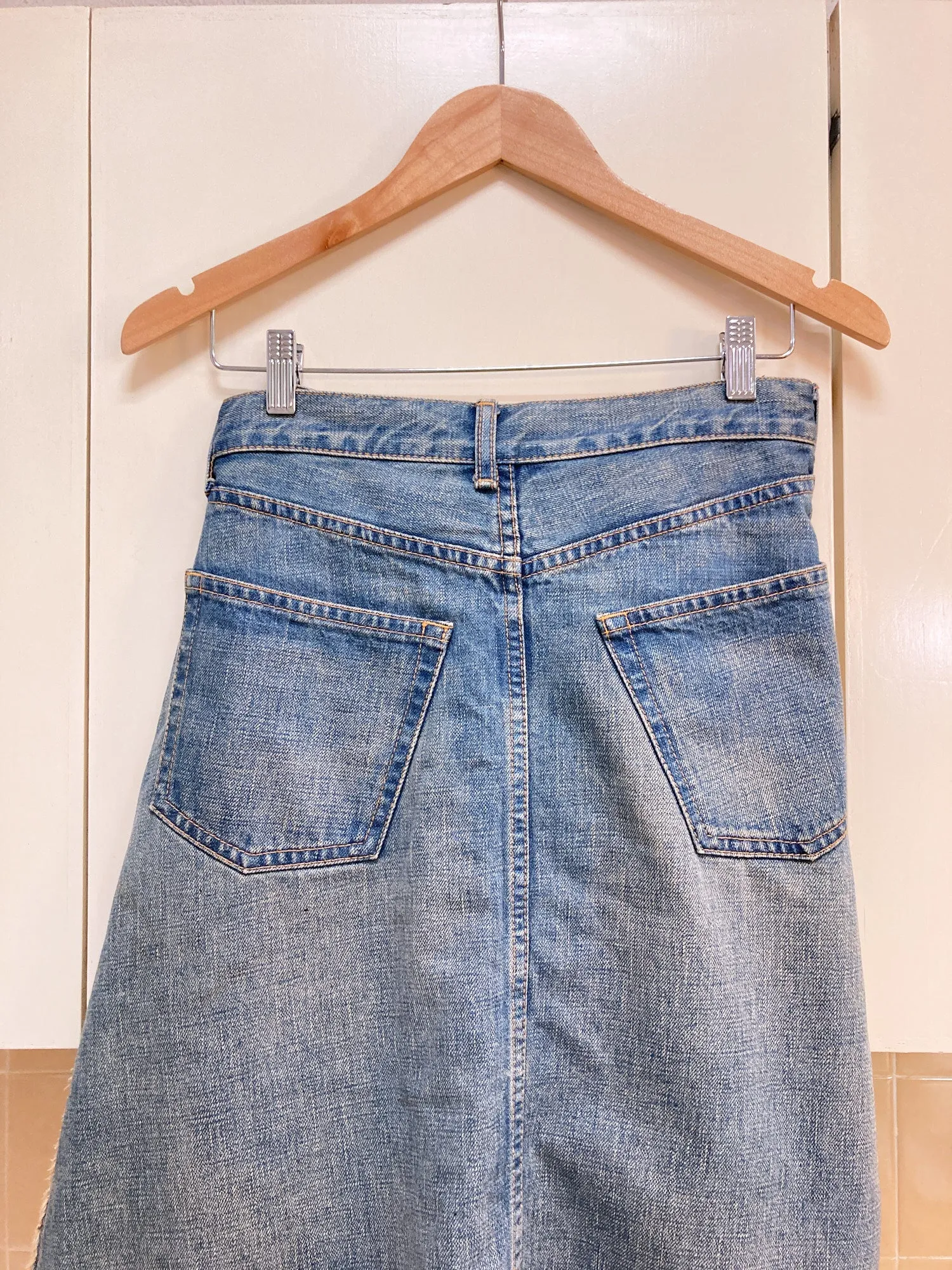 Junya Watanabe Comme des Garcons AW2004 back-to-front folded waist denim skirt