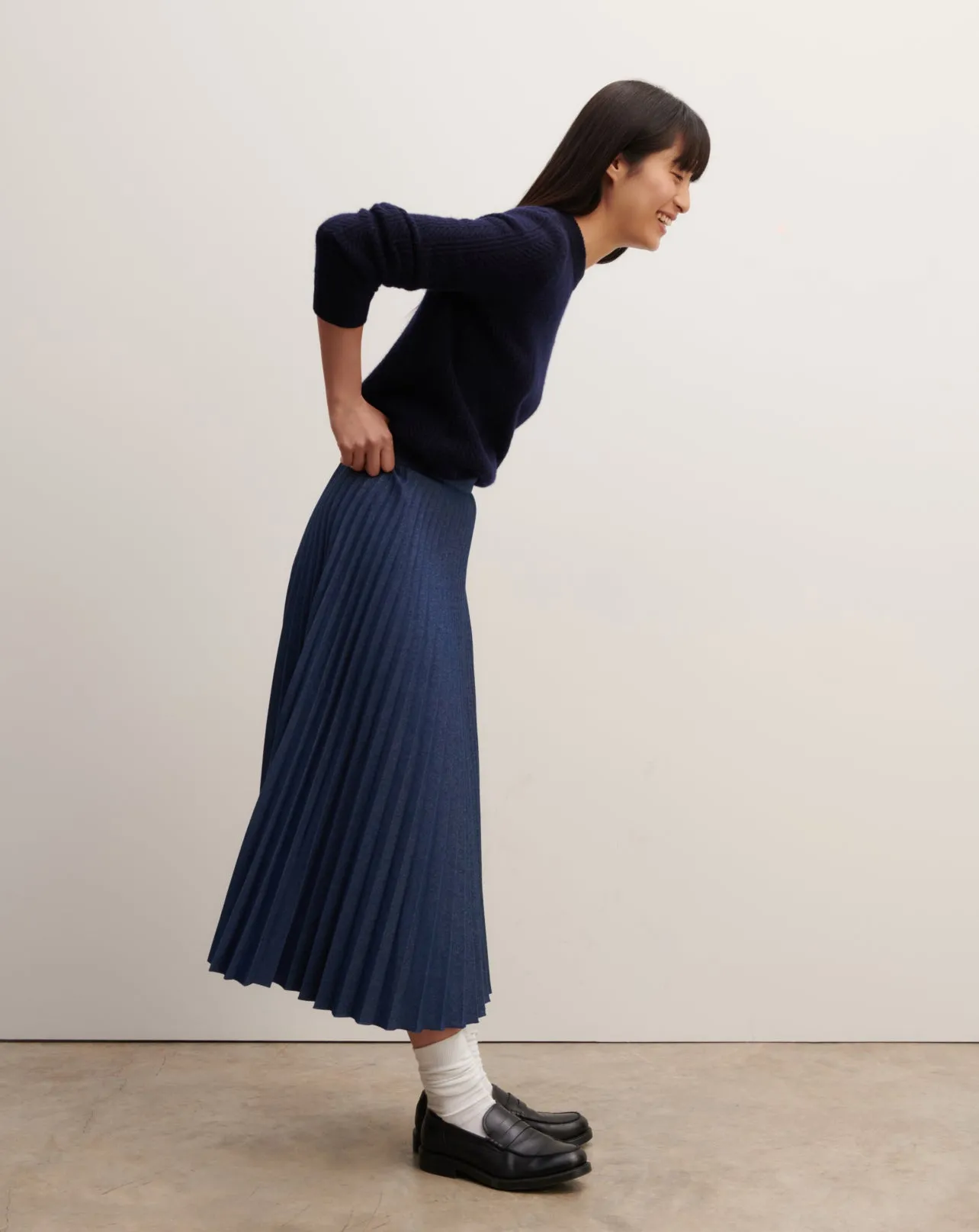 Jupe plissée en denim