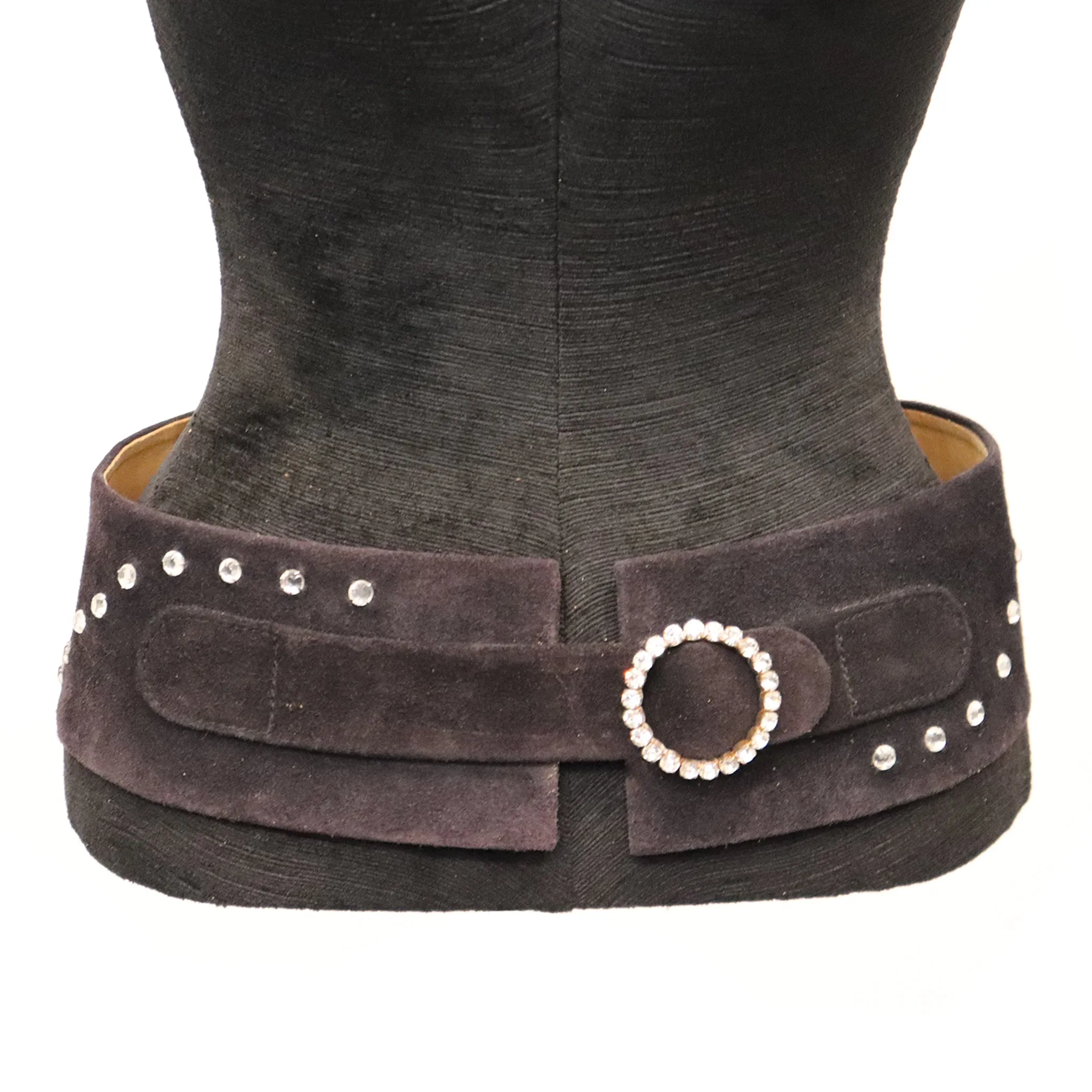 Lasso Black Suede Rhinestone Belt