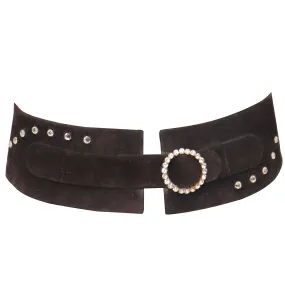Lasso Black Suede Rhinestone Belt