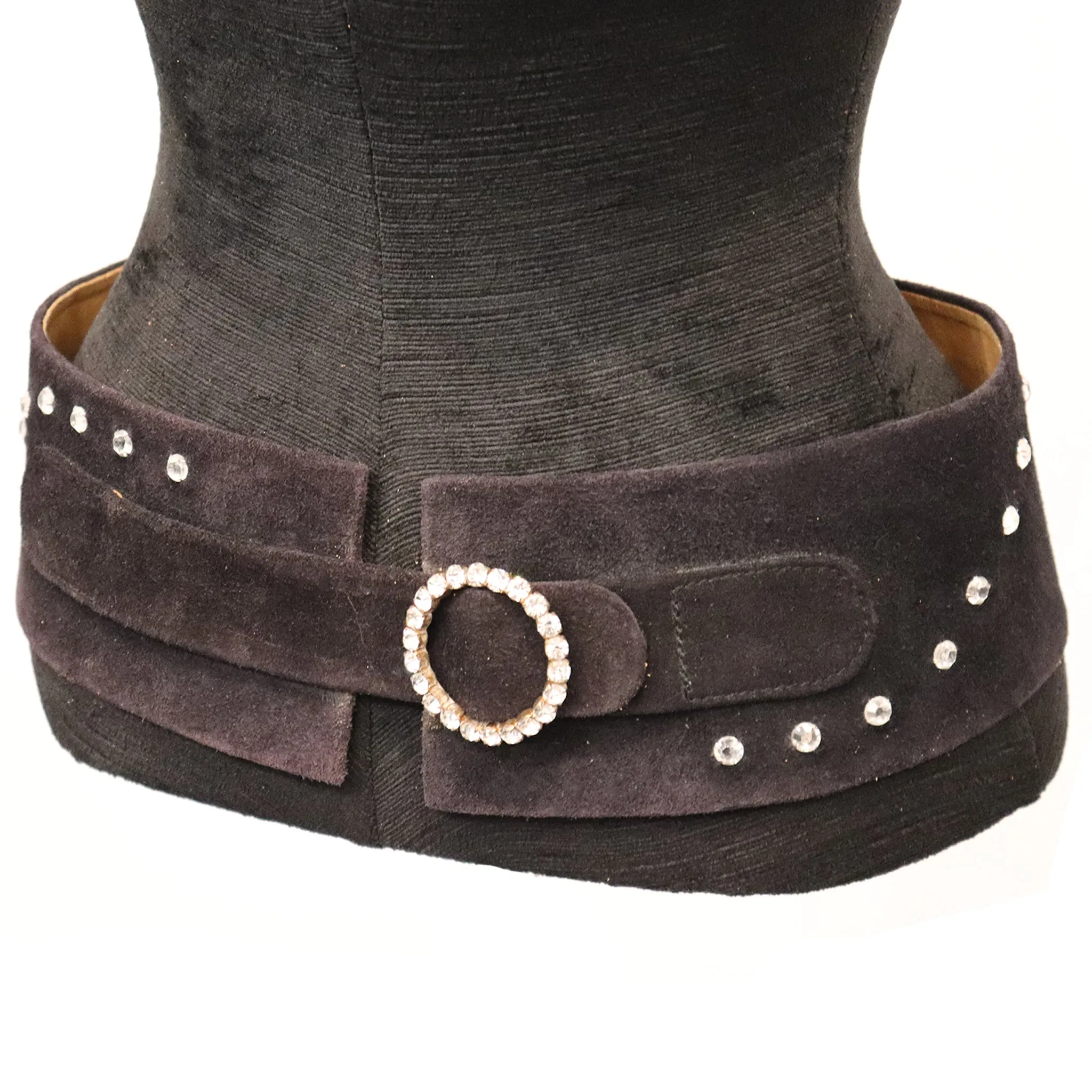 Lasso Black Suede Rhinestone Belt