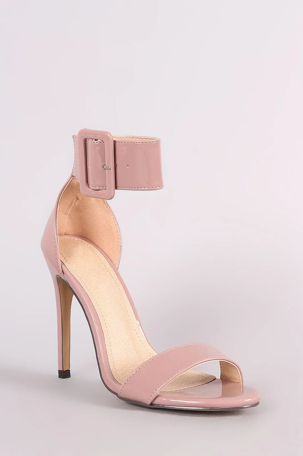 Liliana Patent Ankle Cuff Open Toe Stiletto Heel