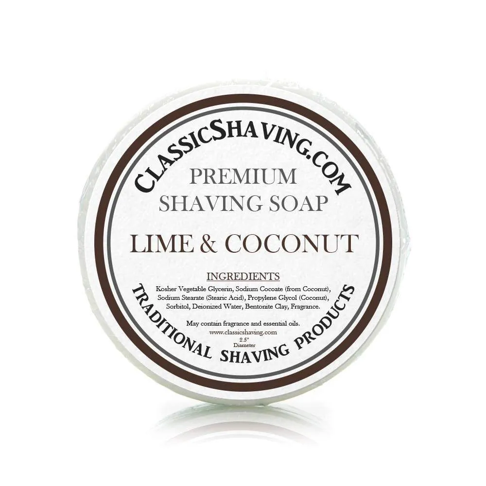 Lime & Coconut Scent - Classic Shaving Mug Soap - 2.5" Regular Size