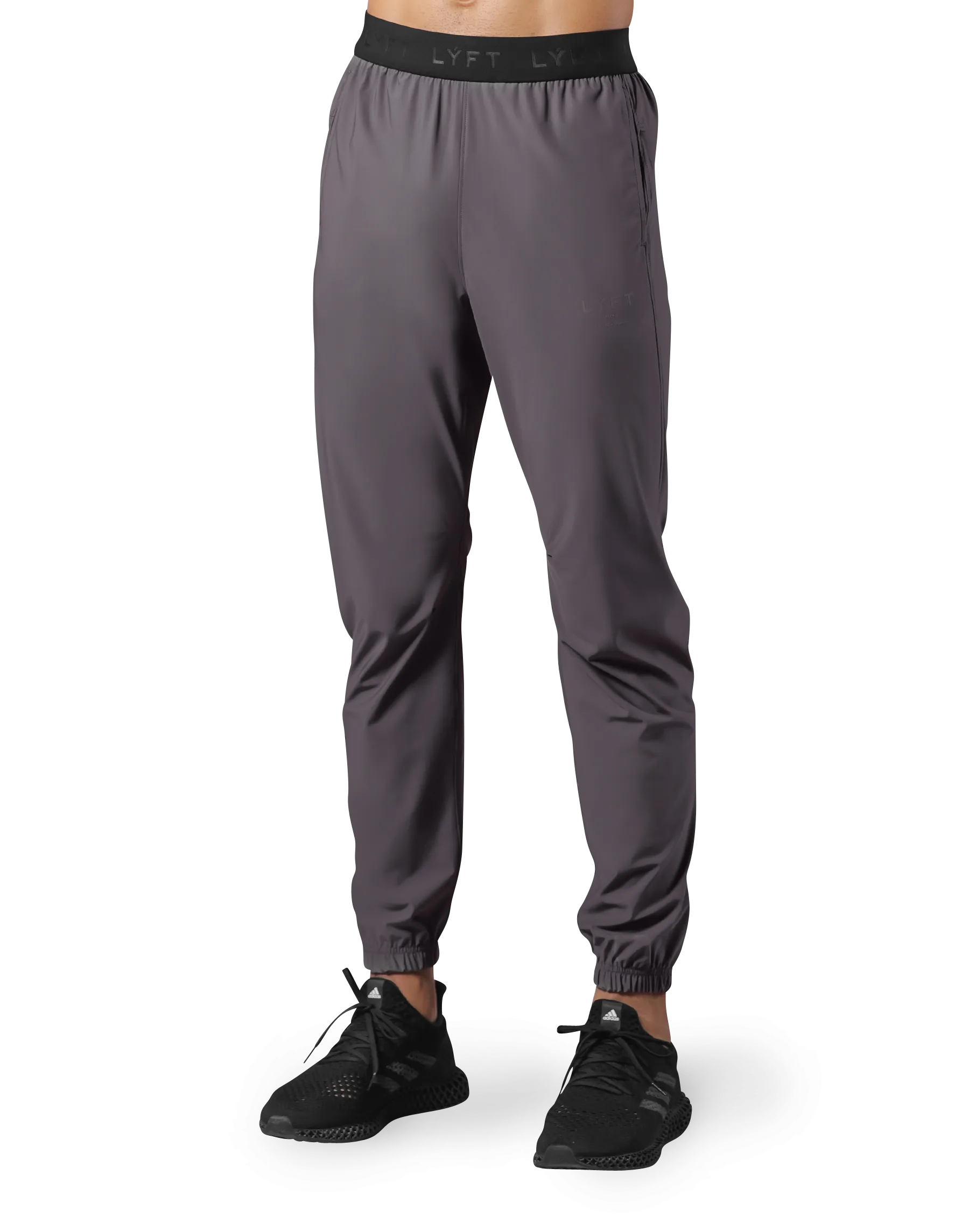 Logo Rib Stretch Slim Straight Pants - D.Grey