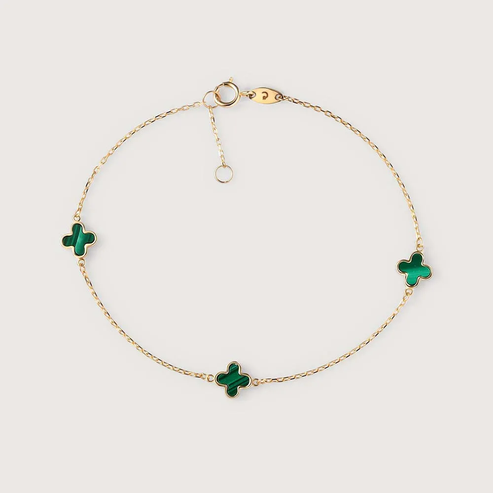 Lucky Clover Gold Station 9K Gold Bracelet