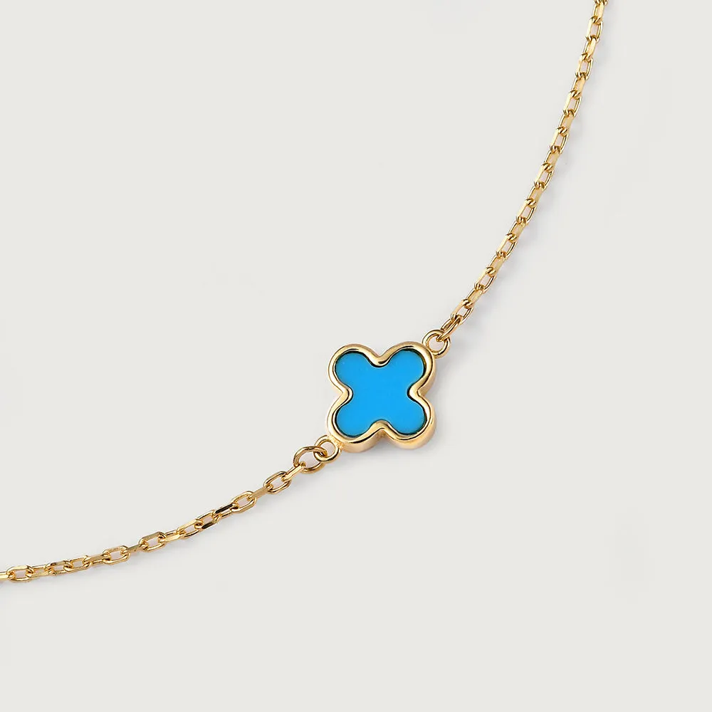 Lucky Clover Gold Station 9K Gold Bracelet