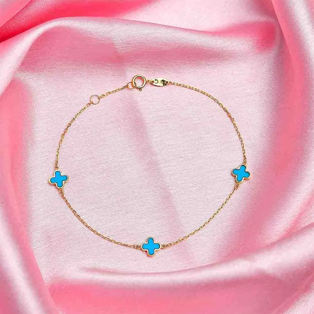 Lucky Clover Gold Station 9K Gold Bracelet