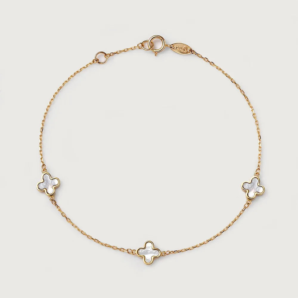 Lucky Clover Gold Station 9K Gold Bracelet