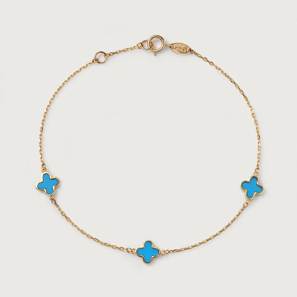 Lucky Clover Gold Station 9K Gold Bracelet