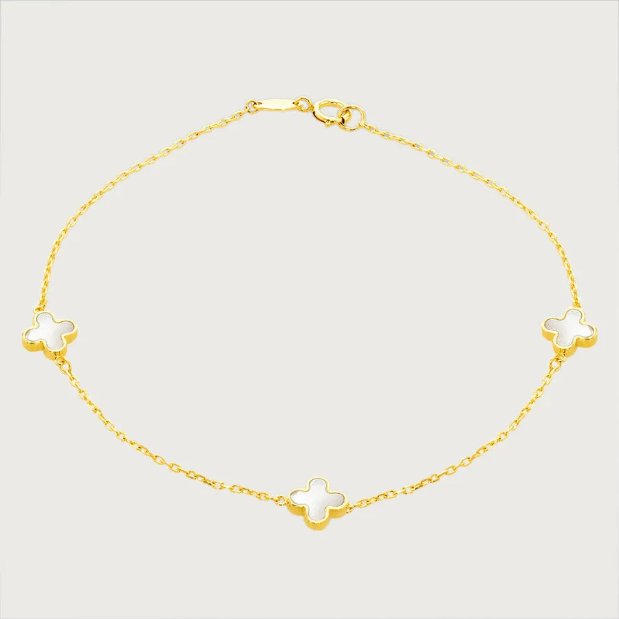 Lucky Clover Gold Station 9K Gold Bracelet