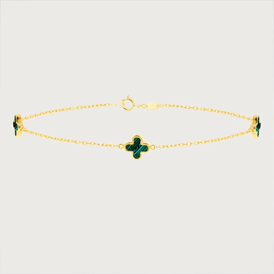 Lucky Clover Gold Station 9K Gold Bracelet