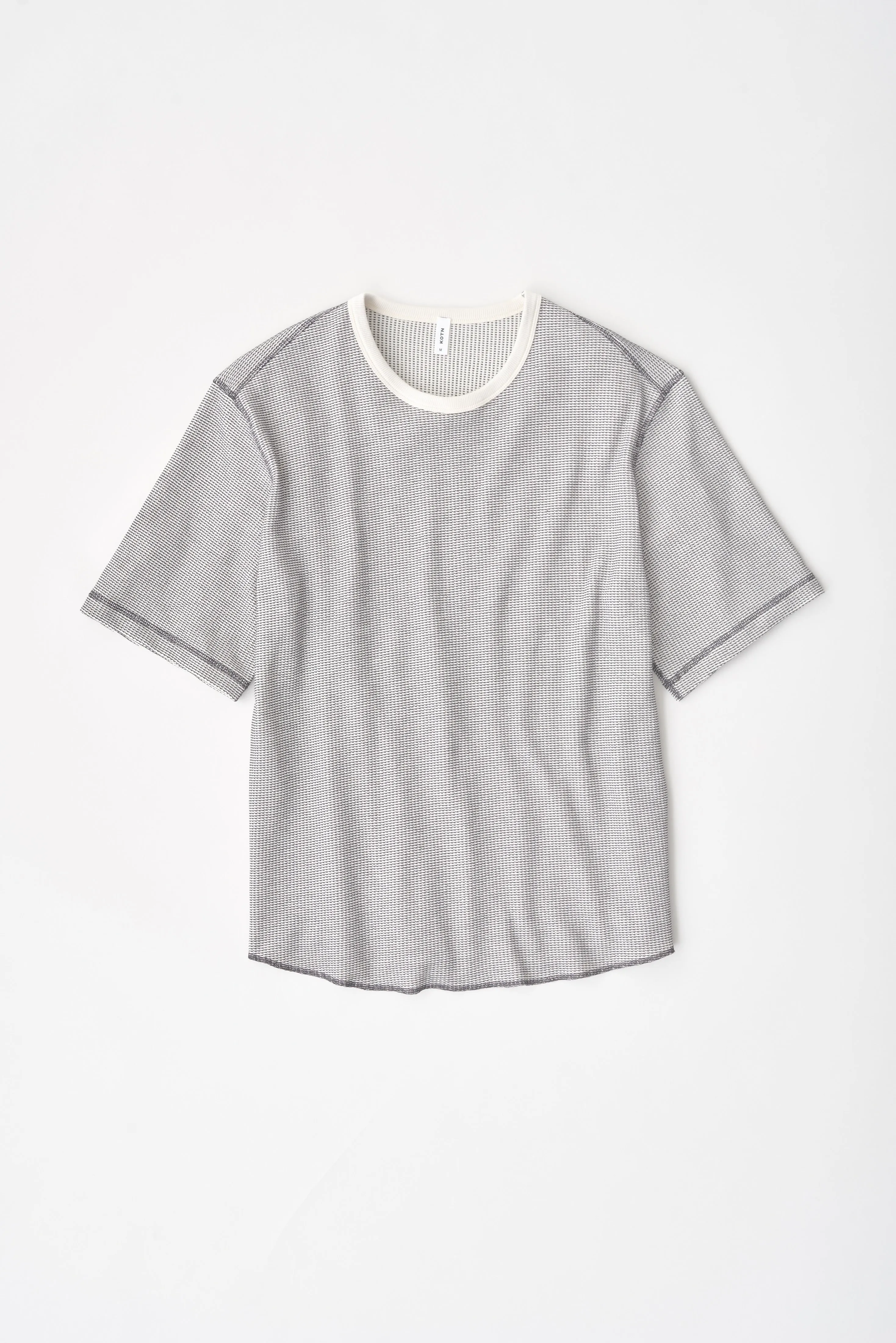 Men's Atlas 2-Tone Waffle Crew in Marshmallow/Black