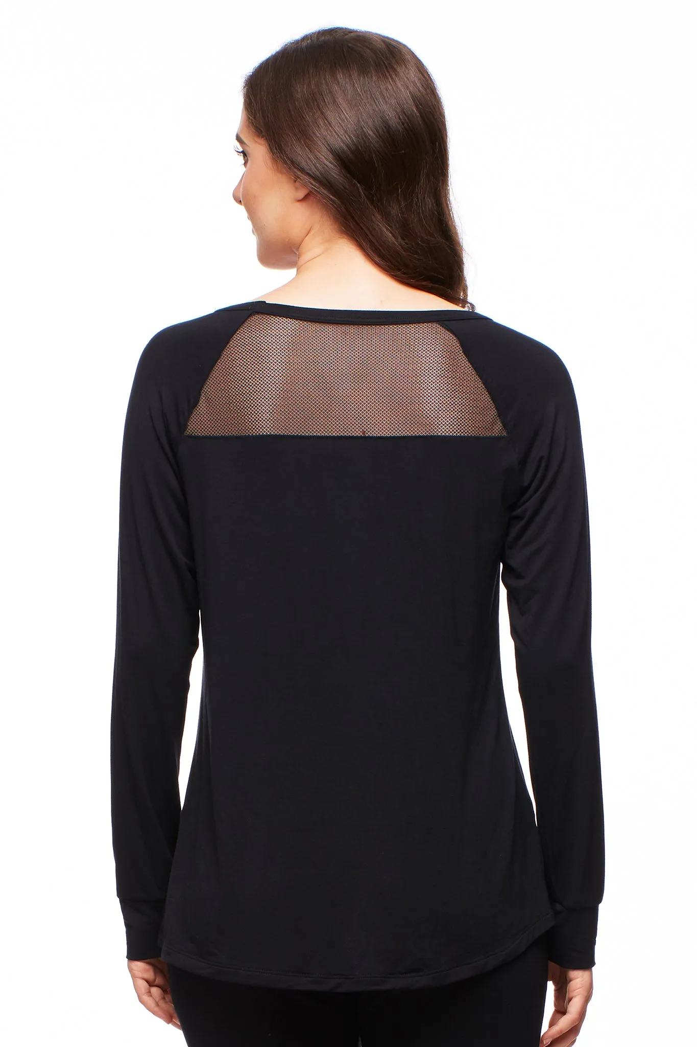 Mesh Insert Long Sleeve Top