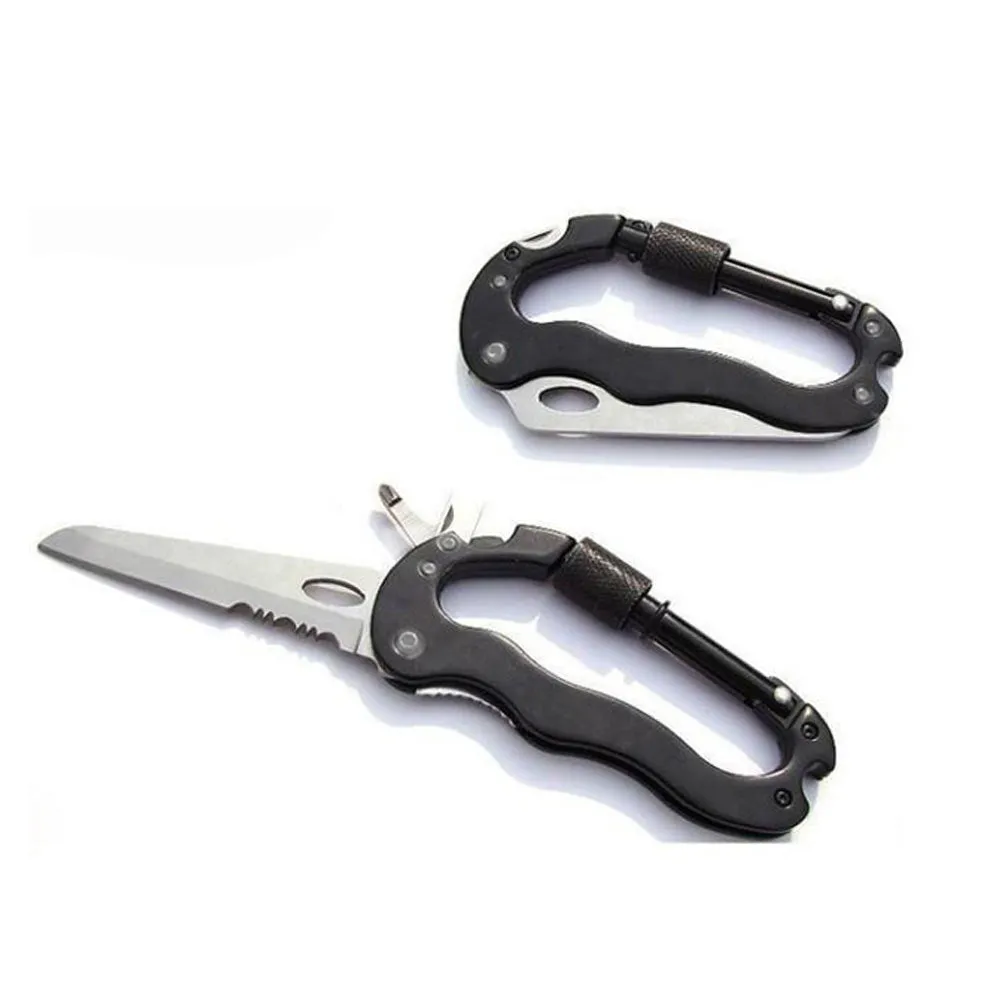 Multi Function Hiking Rock Climbing Survival Gear Screwgate Carabiner Knife New