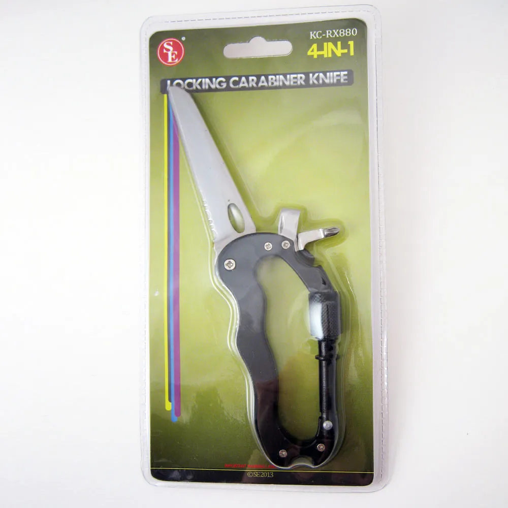 Multi Function Hiking Rock Climbing Survival Gear Screwgate Carabiner Knife New