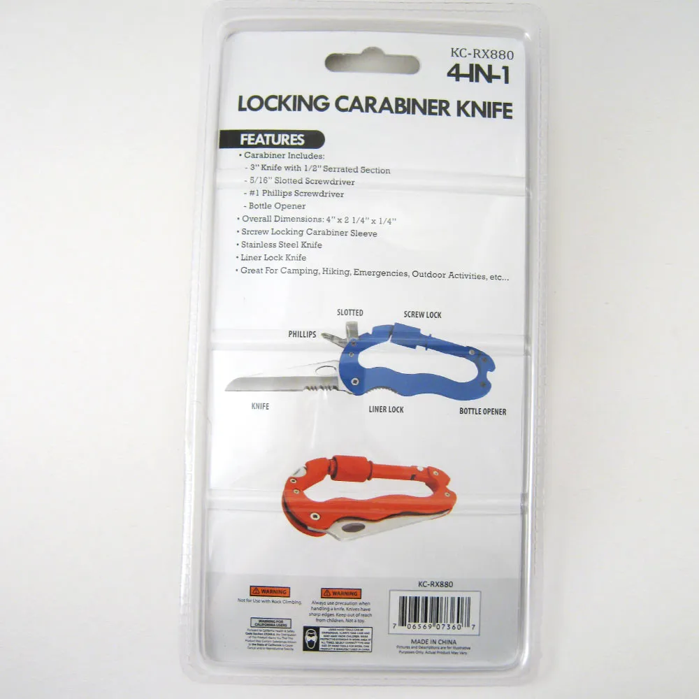 Multi Function Hiking Rock Climbing Survival Gear Screwgate Carabiner Knife New