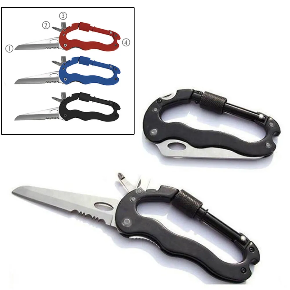 Multi Function Hiking Rock Climbing Survival Gear Screwgate Carabiner Knife New